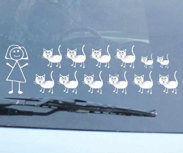 Crazy Cat Lady Family Car Sticker