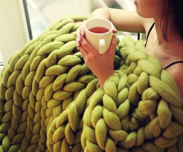 Super Chunky Hand Knit Blanket