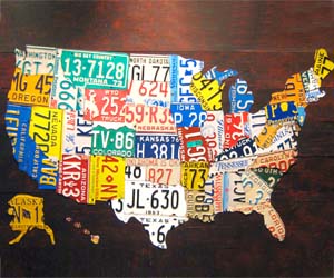 USA License Plates Map