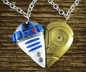 C-3PO R2-D2 Heart Necklace