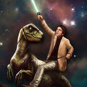 Carl Sagan Dinosaur Jedi Painting