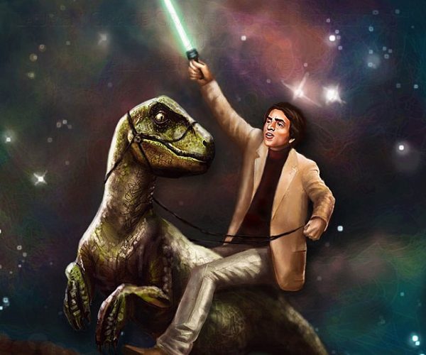 Carl Sagan Dinosaur Jedi Painting