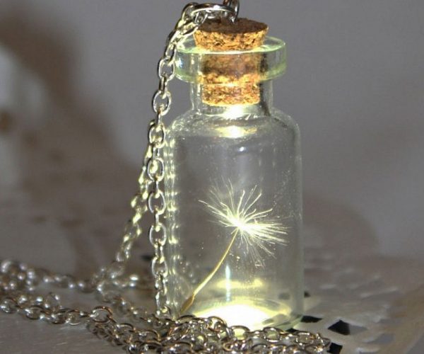 Dandelion Seed In A Jar Necklace