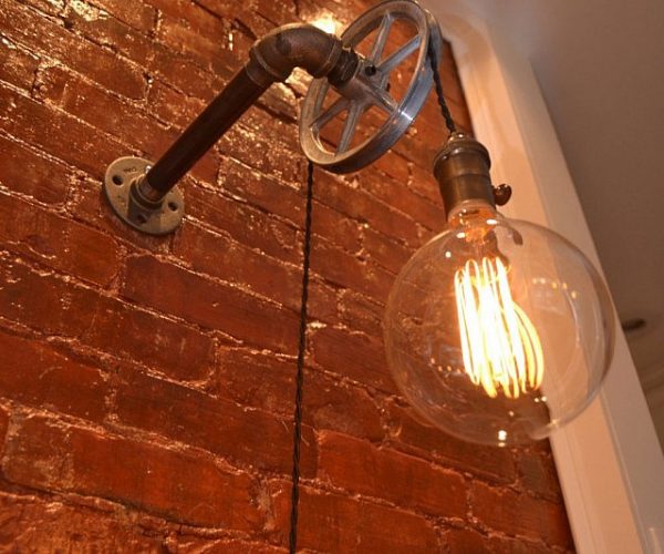 Industrial Pulley Wall Light