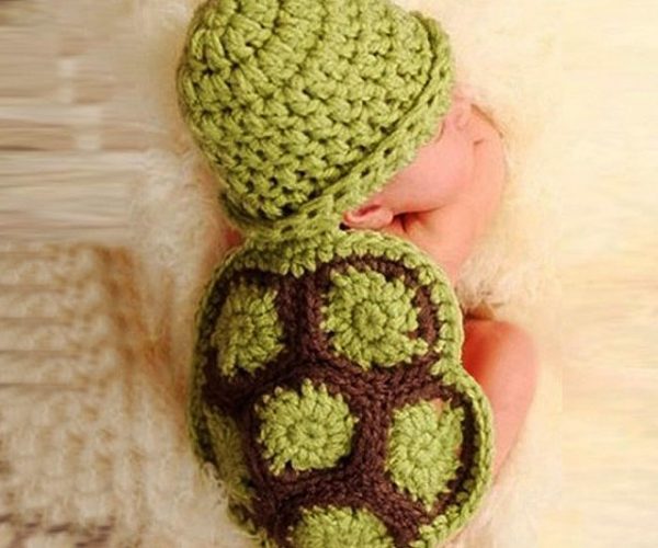 Knitted Crochet Turtle Beanie and Shell