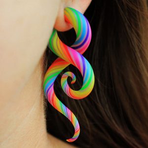 Rainbow Tentacle Faux Ear Plugs