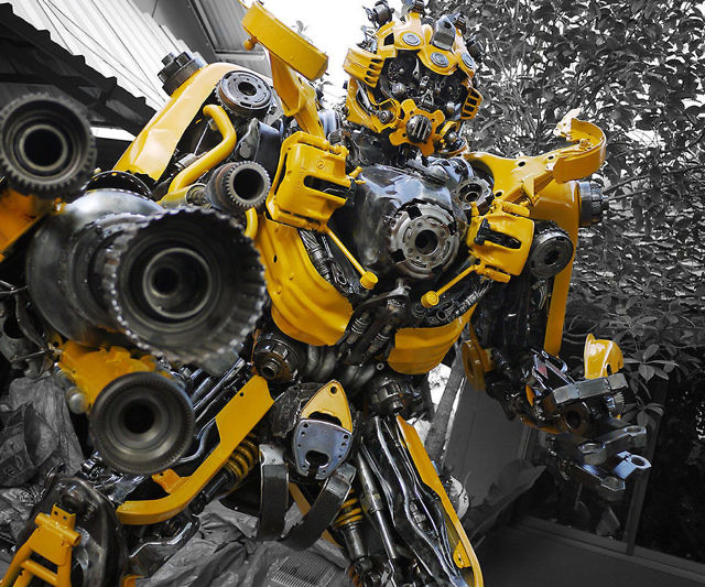 Recycled Metal Transformer Statue - INTERWEBS