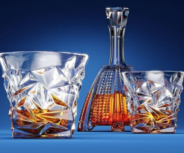 Diamond-Cut Scotch Whiskey Glasses