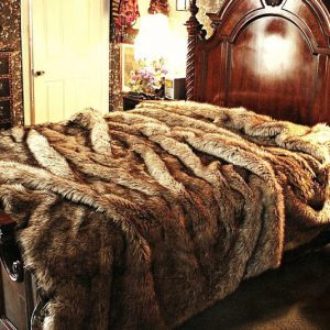 Faux Wolf Fur Bedspread