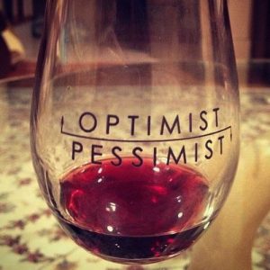 Optimist Pessimist Wine Glass