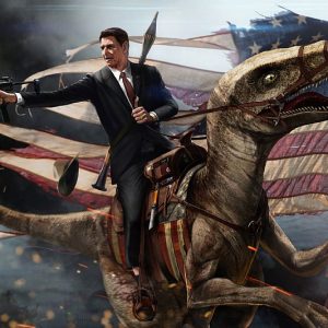 Ronald Reagan Velociraptor Painting