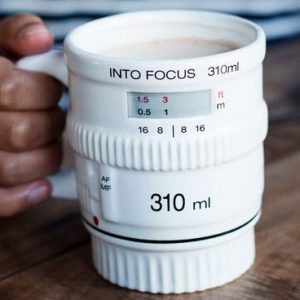 White Camera Lens Coffee Mug