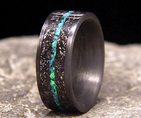 Meteorite Shavings Wedding Ring