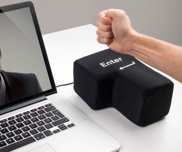 Punchable USB-Connected Enter Key Pillow