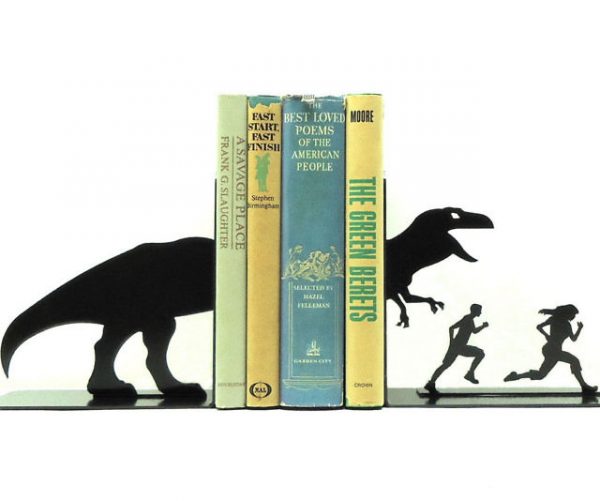 T-Rex Attack Metal Bookends
