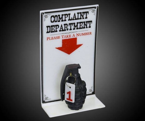 The Complaint Department Grenade Sign