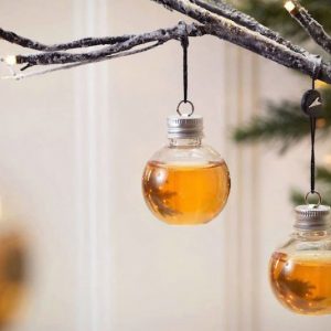 Whiskey Filled Christmas Tree Ornaments