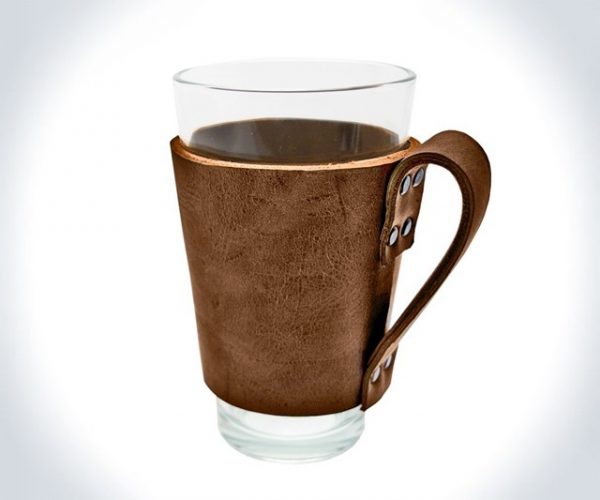 Leather Pint Glass Sleeve with Handle