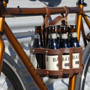 Bike-Mounted Leather Beer Caddy
