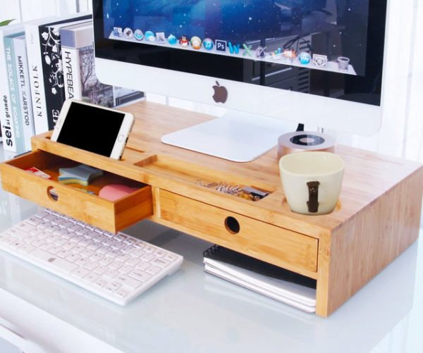 Desktop Monitor Stand Riser With Drawers