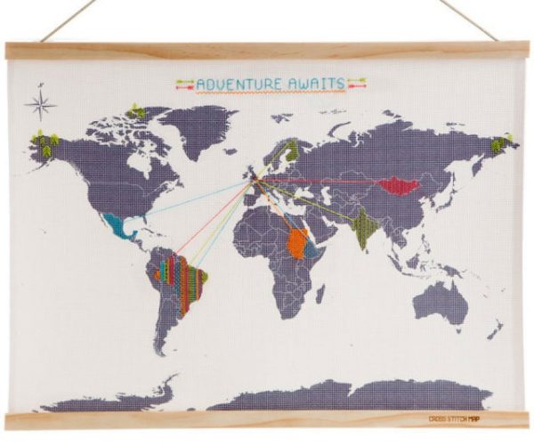 DIY Cross Stitch World Travel Map